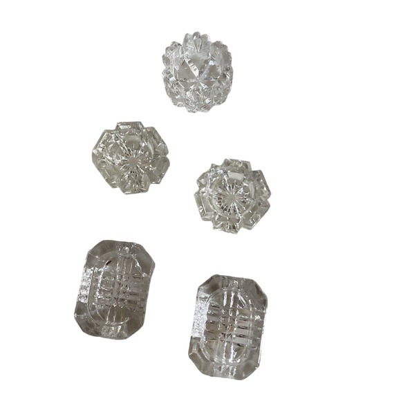 The Unbranded Brand Other - Salt Cellars Clear Cut Glass Antique Mixed Set 5pc Open Salt Dips